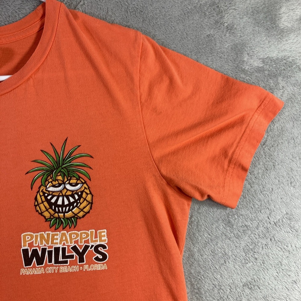 Pineapple Willy's Shirt Adult Medium Orange Panama Beach Florida Graphic Tee SS - Picture 5 of 15